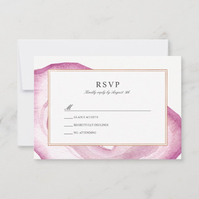 Carte RSVP de tranche d'aquarelle | Mauve rose (Devant)