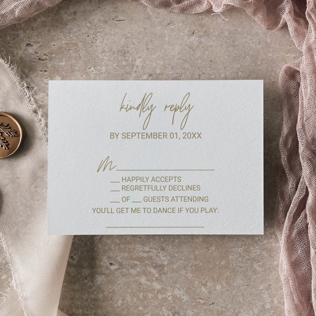 Carte RSVP Demande de Chanson de Calligraphie Or W (Créateur téléchargé)