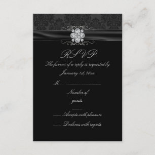 Carte RSVP Diamant Noir & Argent