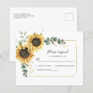 Carte RSVP du boîtier de tournesol Eucalyptus Flor
