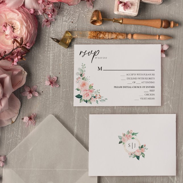 Carte RSVP du menu Mariage blanc flou (Créateur téléchargé)