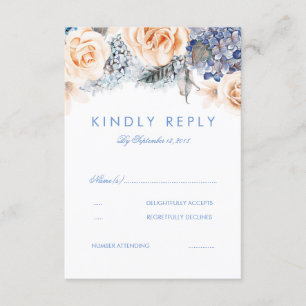 Carte RSVP Dusty Blue et Peach Floral Wedding