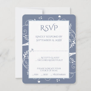 Carte RSVP Dusty Blue Flourish Wedish