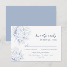 Carte RSVP Dusty Blue Hydrangea Options de repas
