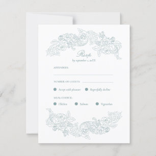 Carte RSVP Dusty Blue Rococo Meice Choice