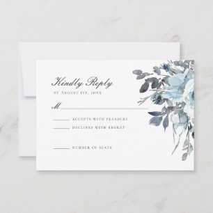 Carte RSVP Dusty Blue Watercolor Floral Wedal