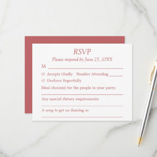 Carte RSVP Dusty Rose Rose - Choix d'invités