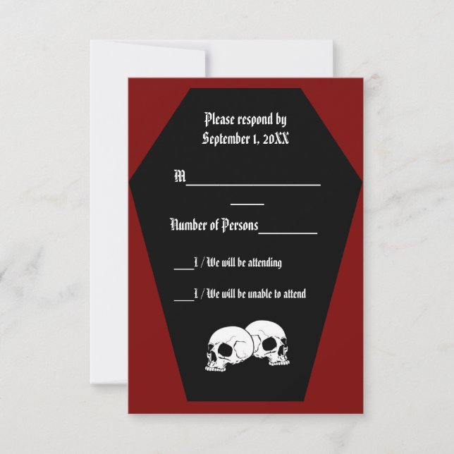 Carte RSVP Ebony II (rouge) au café (Devant)