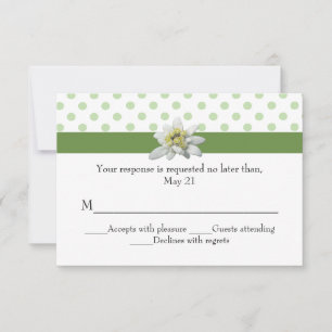 Carte RSVP Edelweiss et Green Polka Dot Wedding