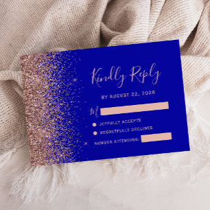 Carte RSVP Edge Parties scintillant Royal Blue Ros