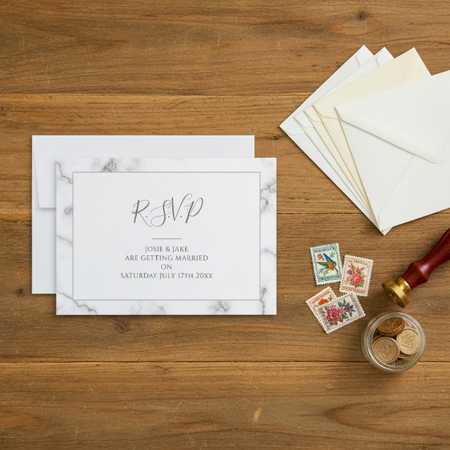 Carte RSVP effet marbre (Marble effect RSVP card)