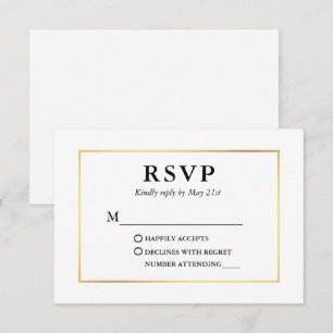 Carte RSVP Elegant Black Gold Frame moderne