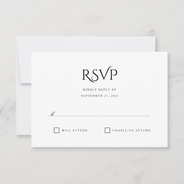 Carte RSVP Elegant Clean Simple White Response (Devant)