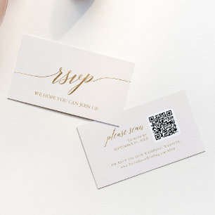 Carte RSVP Elegant Gold et Ivory Mariage QR Code R