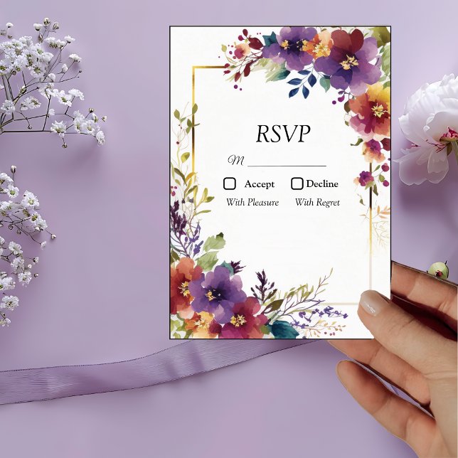 Carte RSVP Elegant Watercolor Flowers (Créateur téléchargé)