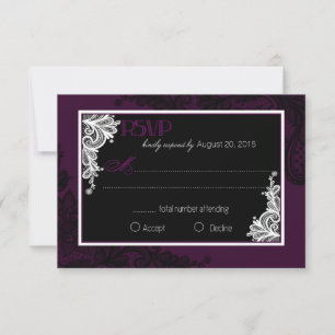 Carte RSVP Élégante pour dentelle blanche et noire