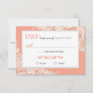 Carte RSVP Elégante RSVP Coral and White Lace