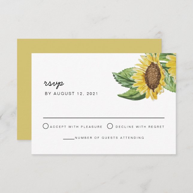 Carte RSVP EMMA Russe Country Sunflower Boho (Devant / Derrière)