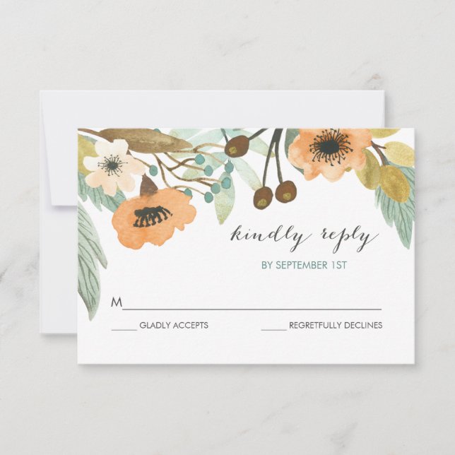 Carte RSVP en aquarelle florissante (Devant)