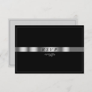 Carte RSVP en argent gris noir