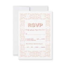Carte RSVP en dentelle rose personnalisée pour mar