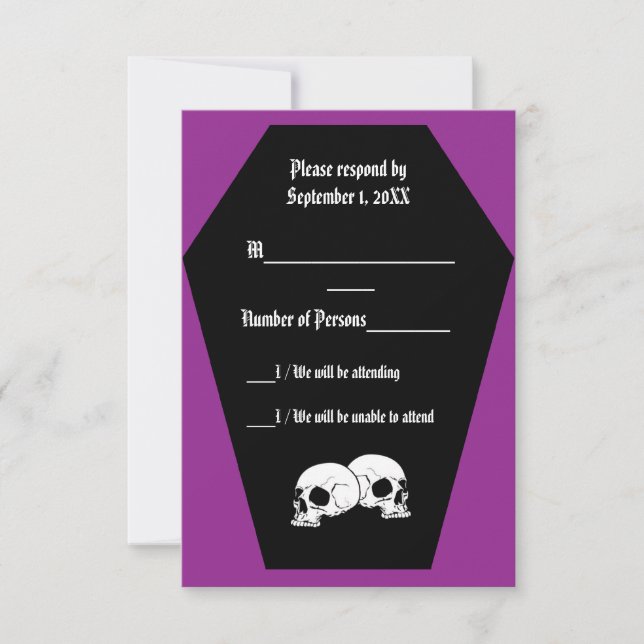 Carte RSVP en ébène de café (violet) (Devant)