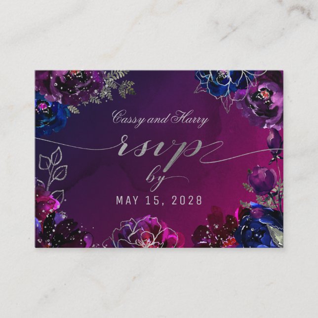 Carte RSVP en ligne Amethyst Sapphire Ombr Jewel T (Devant)