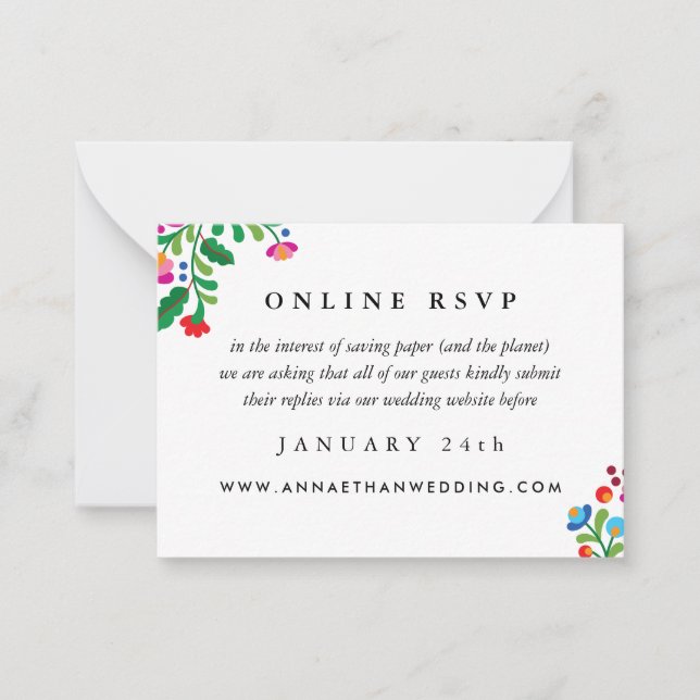 Carte RSVP en ligne Colorée Mariage mexicain (Devant)
