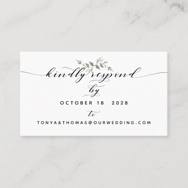 Carte RSVP en ligne du Mariage de calligraphie de  (Devant)
