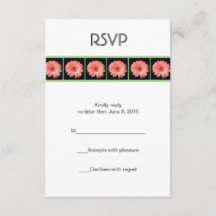 Carte RSVP en marguerite rose
