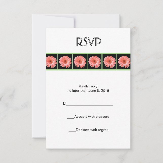 Carte RSVP en marguerite rose (Devant)