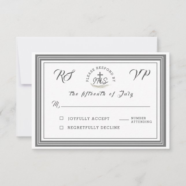 Carte RSVP encadrée Bible catholique Verse Mariage (Devant)