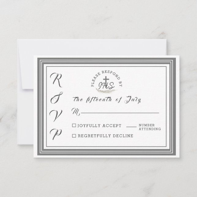 Carte RSVP encadrée Bible catholique Verse Mariage (Devant)