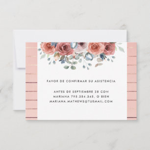 Carte RSVP espagnole, blanche et bleue Dusty