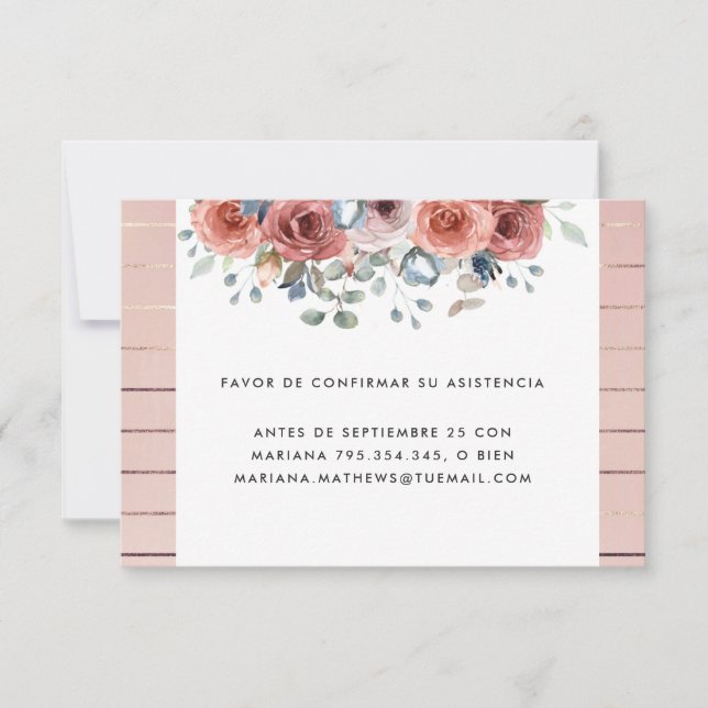 Carte RSVP espagnole, blanche et bleue Dusty (Devant)