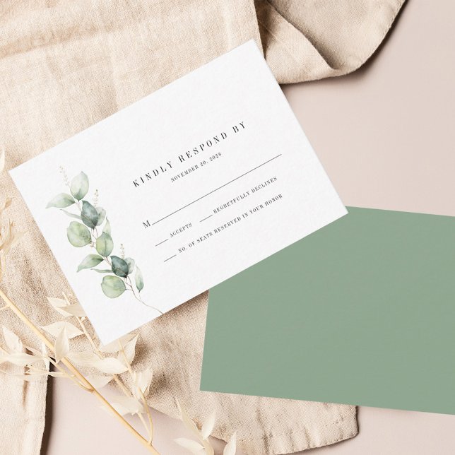Carte RSVP Eucalyptus de mariage Succulent (Eucalyptus Greenery Wedding RSVP Response Card)
