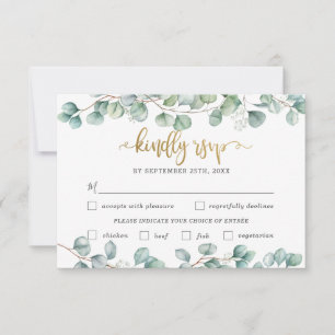 Carte RSVP Eucalyptus Green Mariage Meal Choice