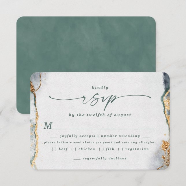 Carte RSVP Eucalyptus Green Mariage Meice Choice (Devant / Derrière)