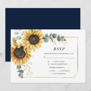 Carte RSVP Eucalyptus Sunflower Mariage Floral