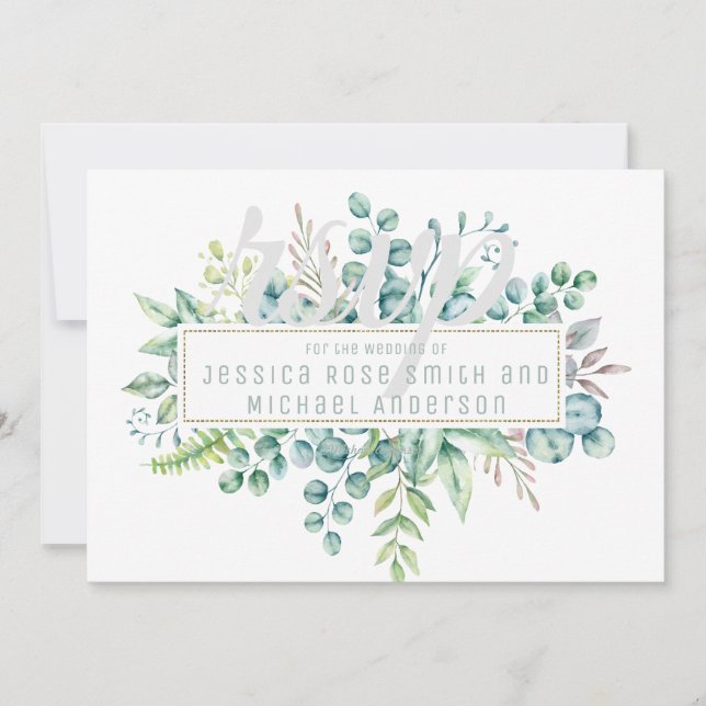 Carte RSVP Eucalyptus - Texte des deux côtés (Devant)
