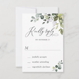 Carte RSVP Eucalyptus Watercolor Greenery Wedding
