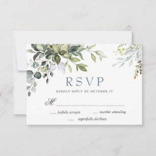 Carte RSVP Eucalyptus Watercolor Greenery Wedding