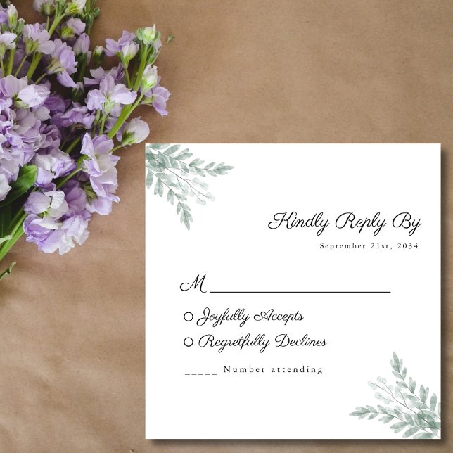 Carte RSVP Eucalyptus Watercolor Wedding (Créateur téléchargé)