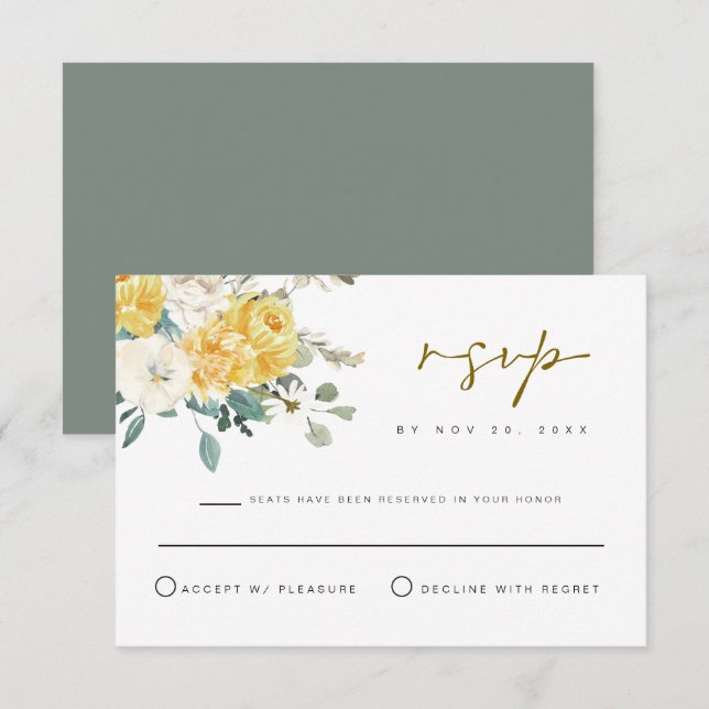 Carte RSVP EVA Spring Garden Jaune Florale Jaune (Devant / Derrière)