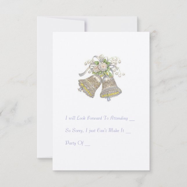 Carte RSVP faire-part de mariage. "Cloches Mariage (Devant)
