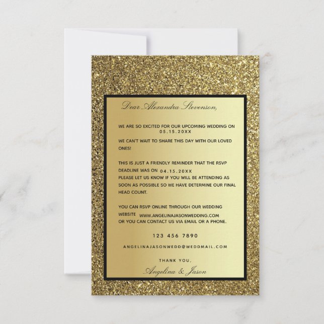 Carte RSVP Faire-part de mariage de rappel or part (Devant)