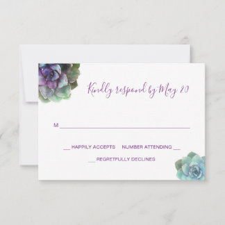 Carte RSVP Faire-part de mariage pour les succulen