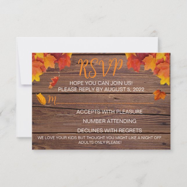 Carte RSVP Fall In Love (Devant)
