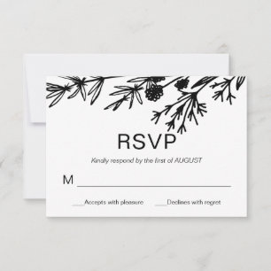 Carte RSVP Feuille Botanique tirée à la main
