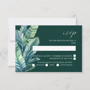Carte RSVP Feuille de mariage folie exotique tropi